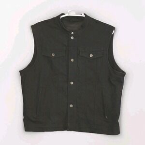 Street & Steel Redwood 2 Men's 2XL Black Denim Motorcycle Vest Sleeveless Coat